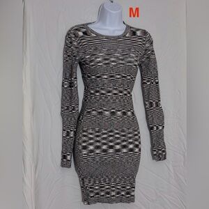 Elegant Black and White Patterned Dress